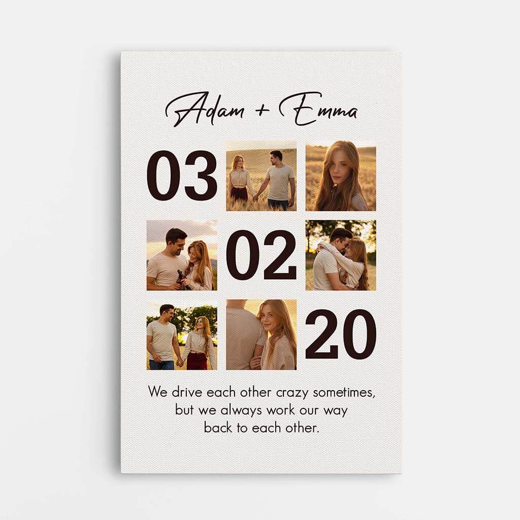 3682CUK1 we always work our way back to each other photo canvas personalised presents for couple