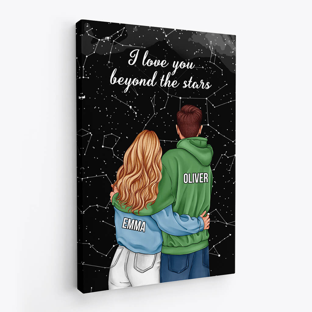 3687CUK2 i love you beyond the stars canvas personalised presents for couple