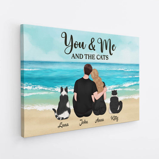 3689CUK2 you me and the cats personalised canvas for couple