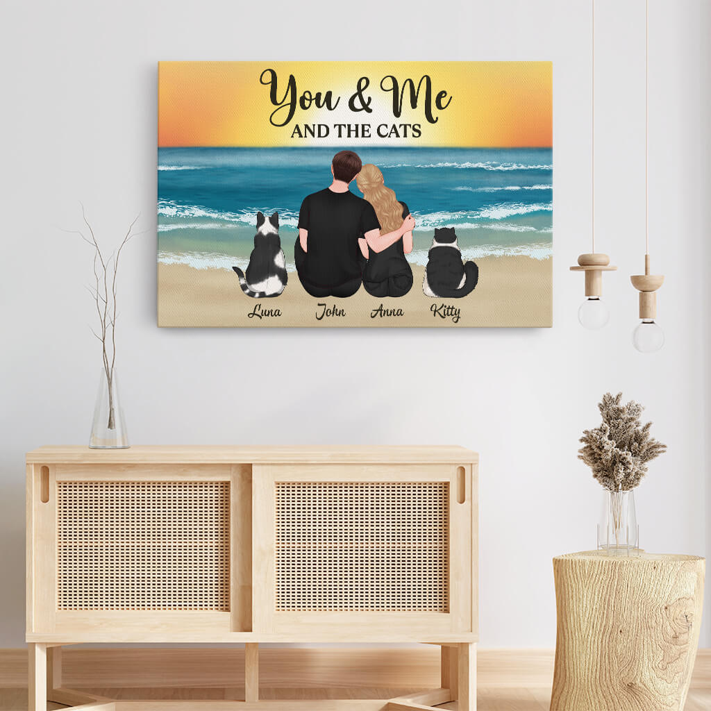 3689CUK3 you me and the cats personalised canvas for couple