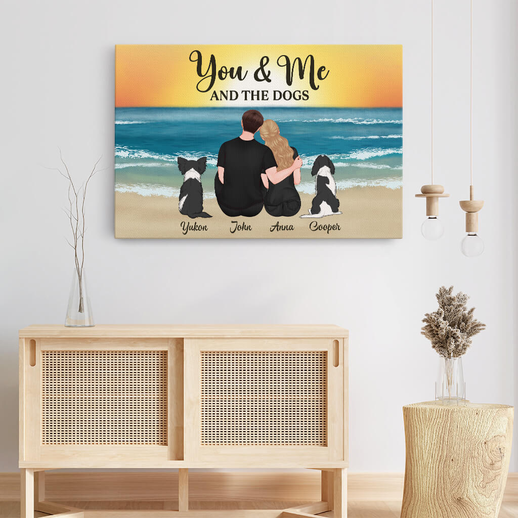 3689CUK3 you me and the dogs personalised canvas for couple