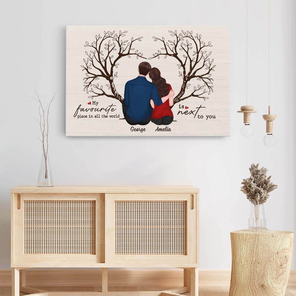 3691CUK3 my favourite place in the world is next to you custom canvas print for couple