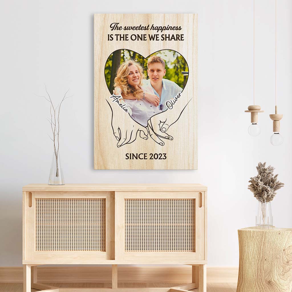 3692CUK3 the sweetest happiness is the one we share personalised photo canvas for couple
