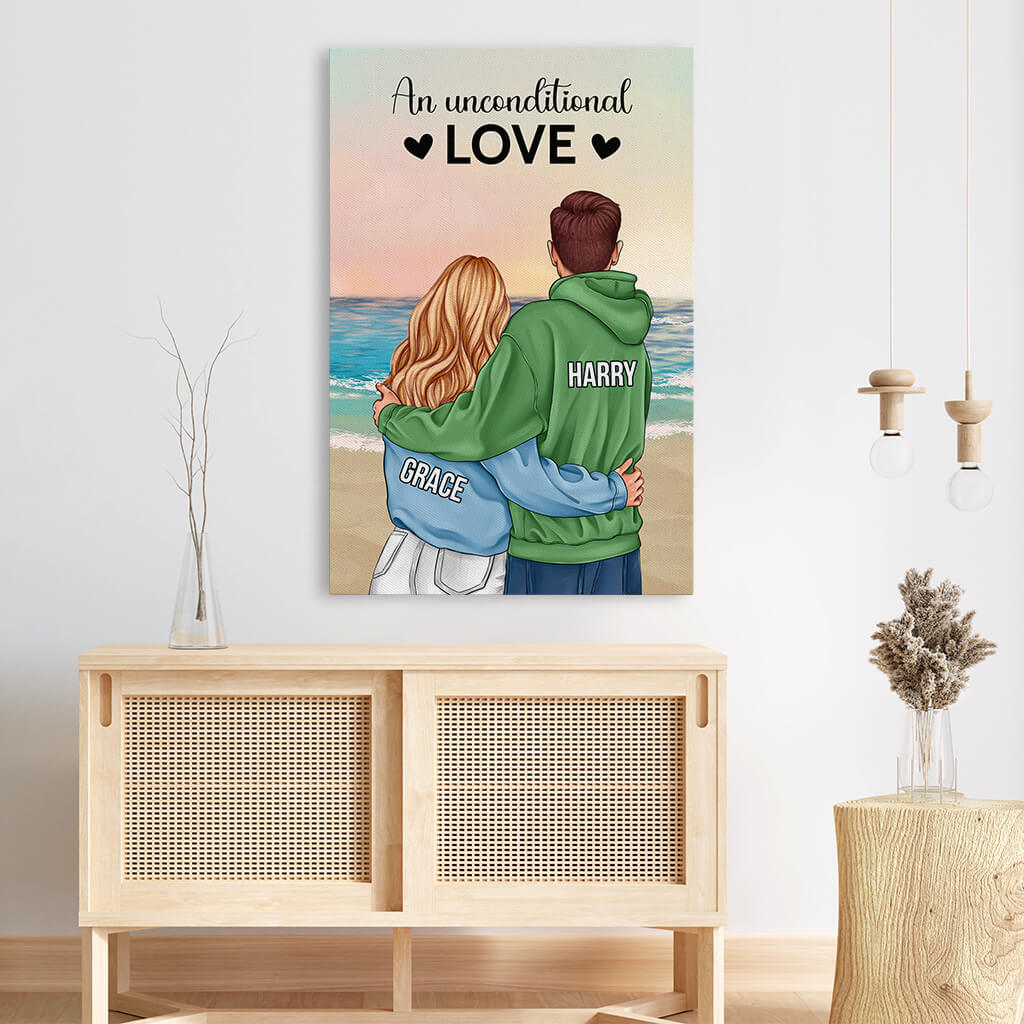 3694CUK3 Personalised An Unconditional Love Canvas for Couple