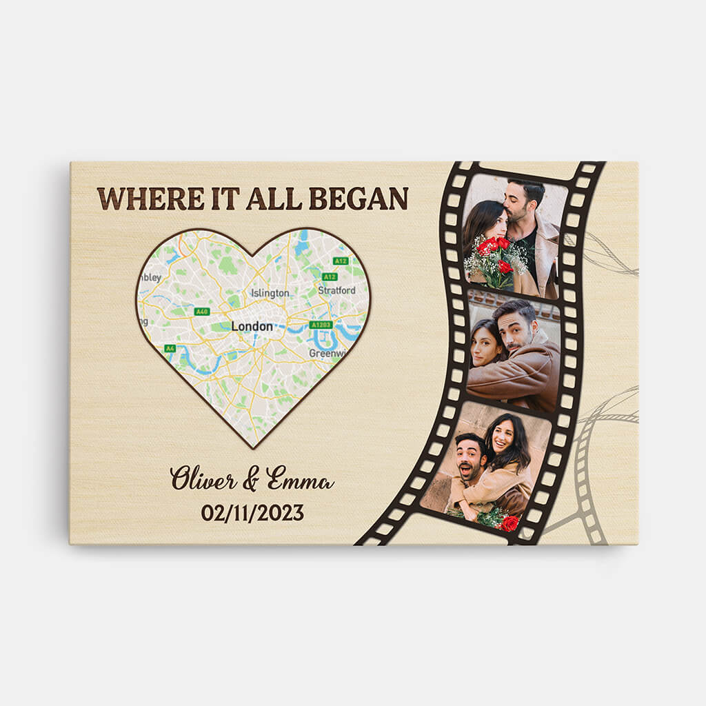 3696CUK1 where it all began map photo canvas personalised presents for couple