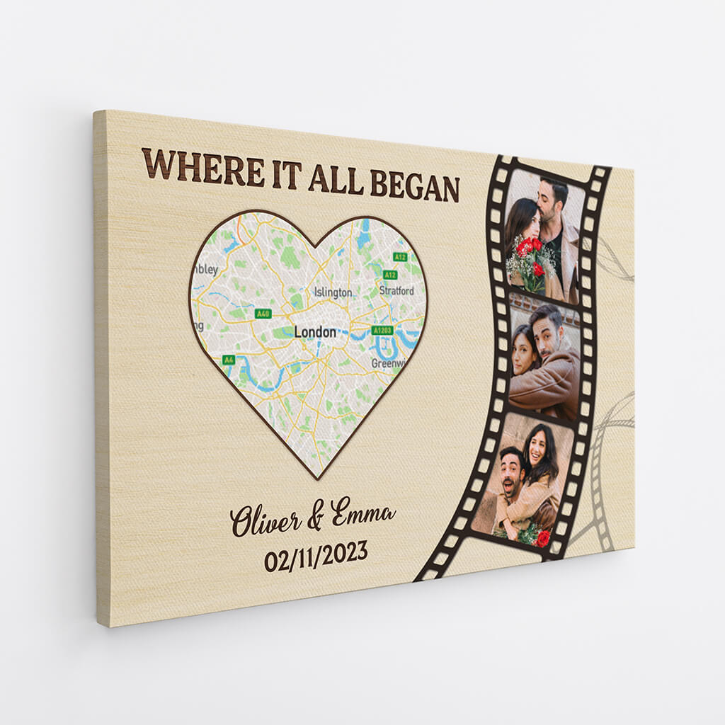 3696CUK2 where it all began map photo canvas personalised presents for couple