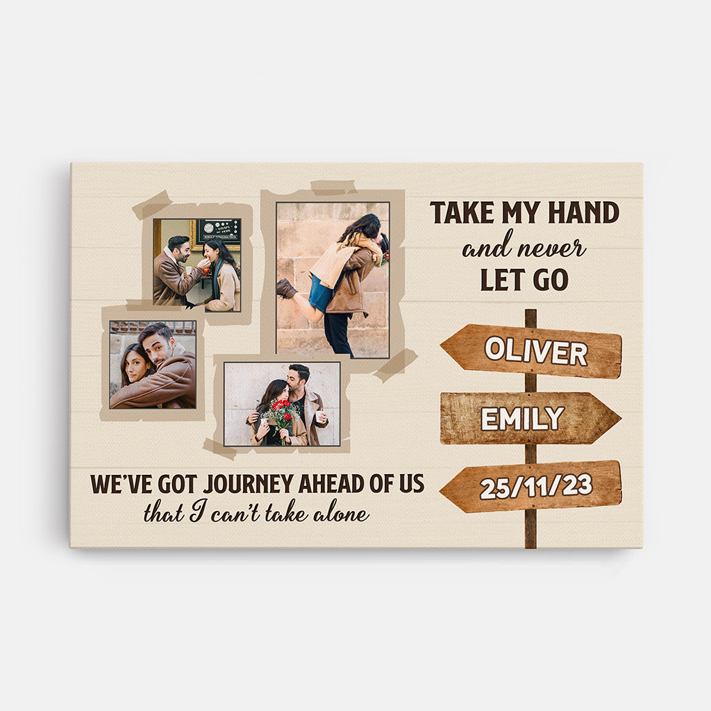 3697CUK1 take my hand and never let go photo canvas customised gifts for couple