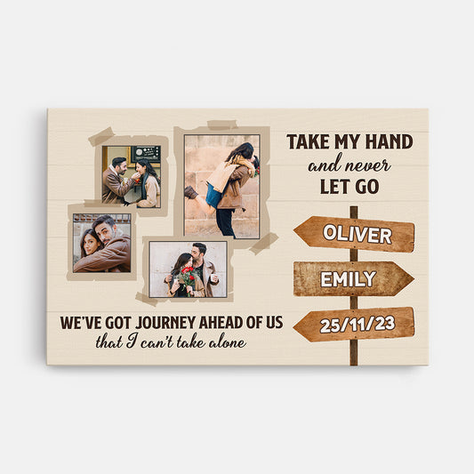 3697CUK1 take my hand and never let go photo canvas customised gifts for couple