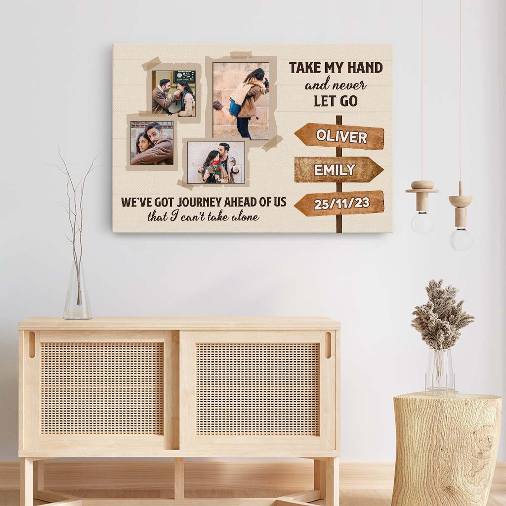 3697CUK3 take my hand and never let go photo canvas customised gifts for couple