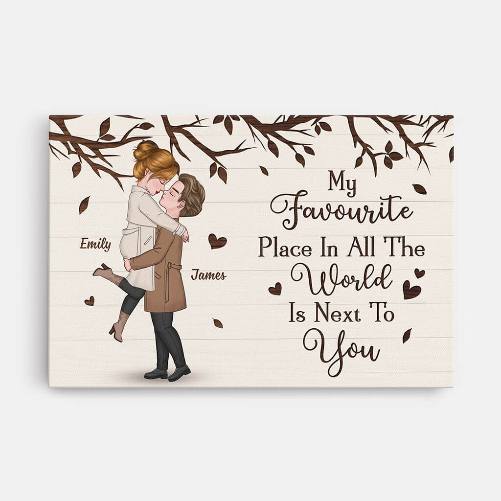 3700CUK1 my favourite place in all the world is next to you personalised couple canvas