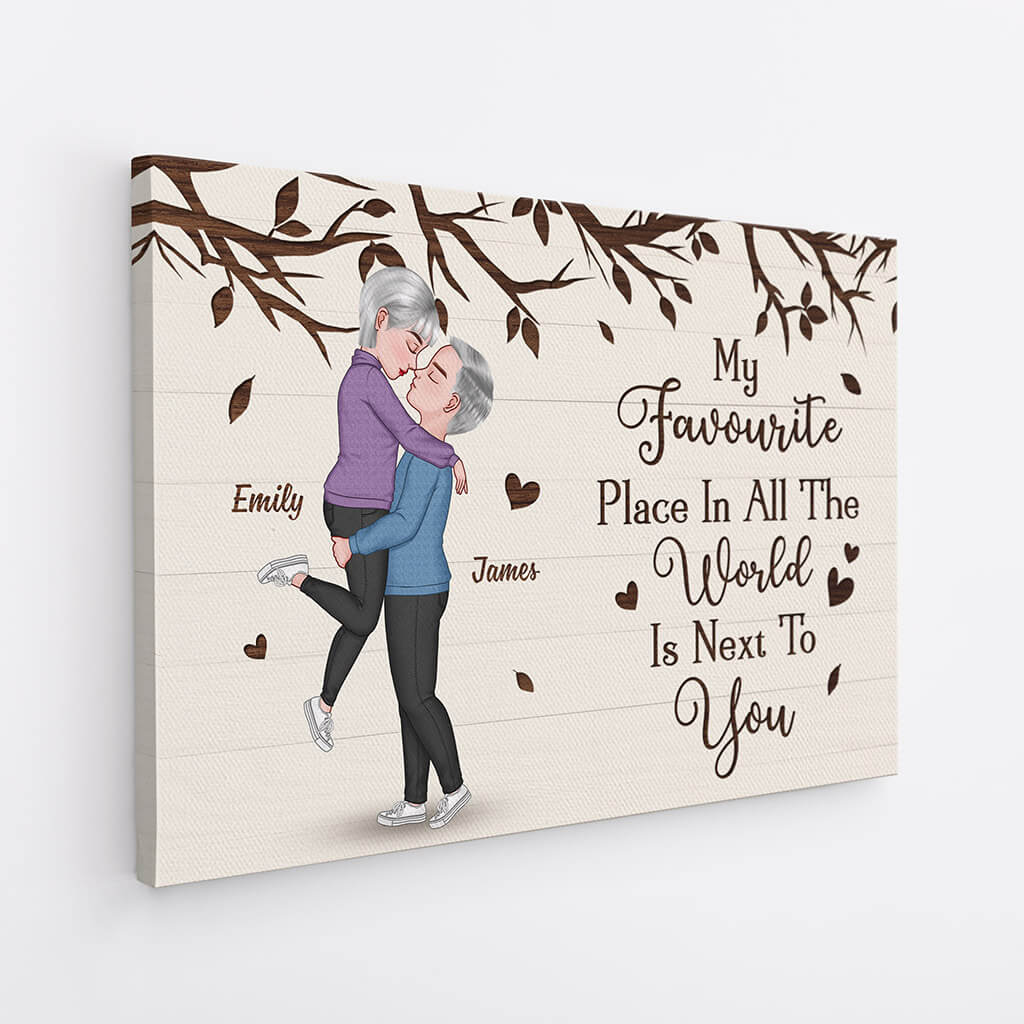 3700CUK2 my favourite place in all the world is next to you personalised couple canvas
