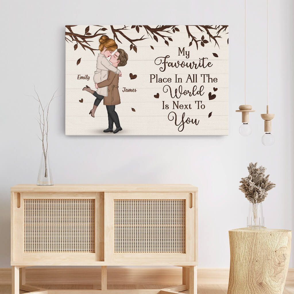 3700CUK3 my favourite place in all the world is next to you personalised couple canvas