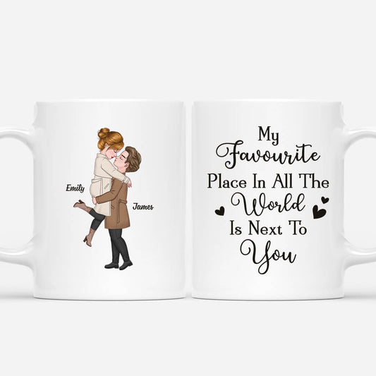 3700MUK1 my favourite place in all the world is next to you customised couple mug