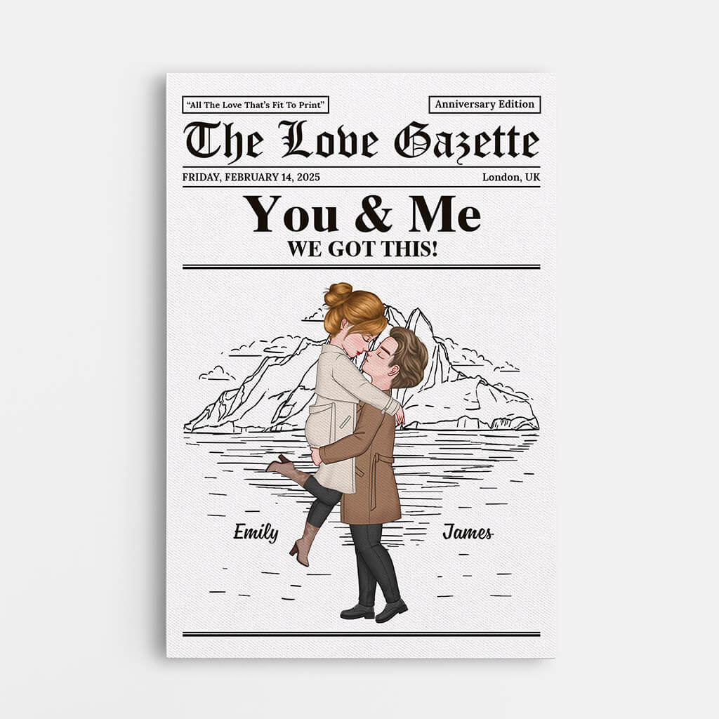 3701CUK1 you me we got this personalised newsppaer canvas print for couple