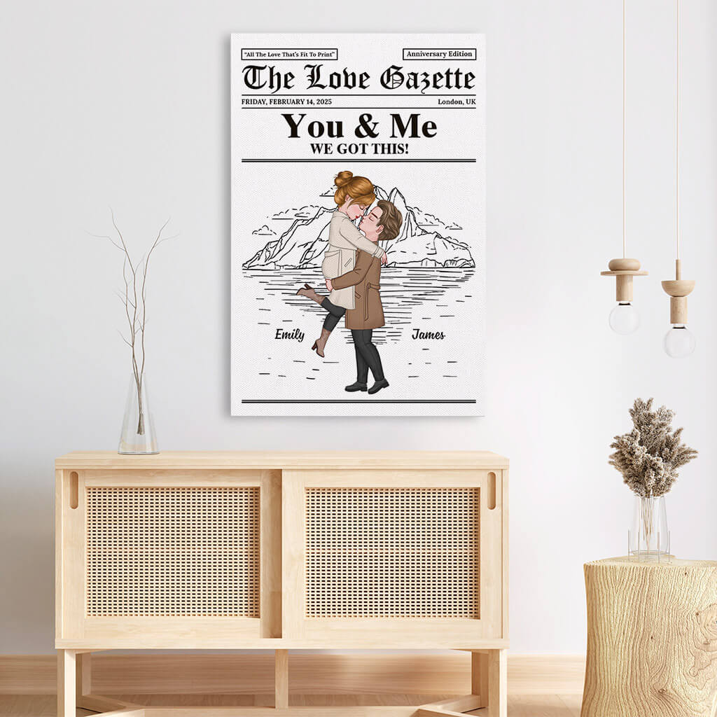 3701CUK2 you me we got this personalised newsppaer canvas print for couple