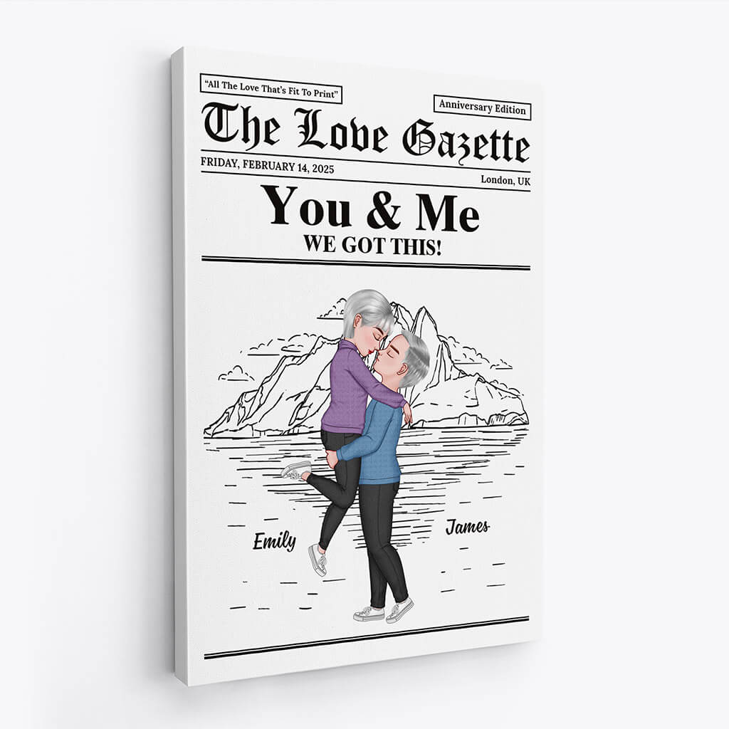 3701CUK3 you me we got this personalised newsppaer canvas print for couple