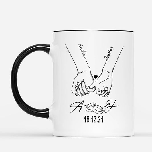 3705MUK2 couple holding hands wedding anniversary initials mug customised mug for couple