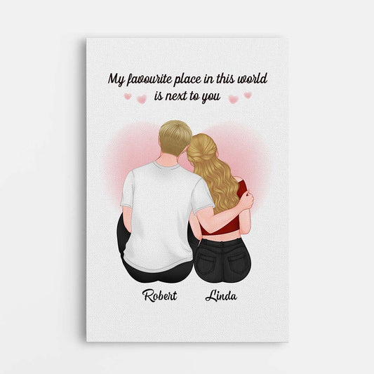 3708CUK1 my favorite place in this world is next to you custom couple canvas print