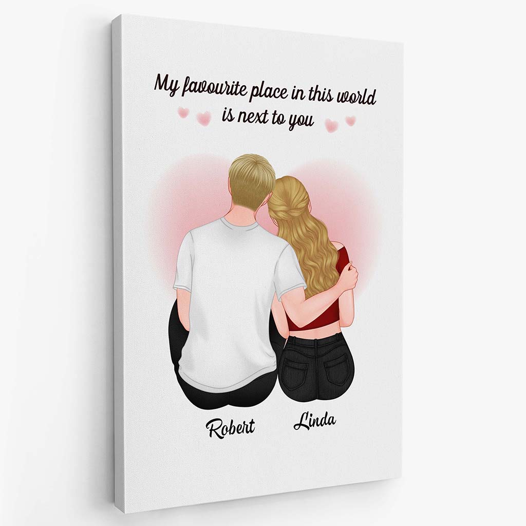 3708CUK2 my favorite place in this world is next to you custom couple canvas print
