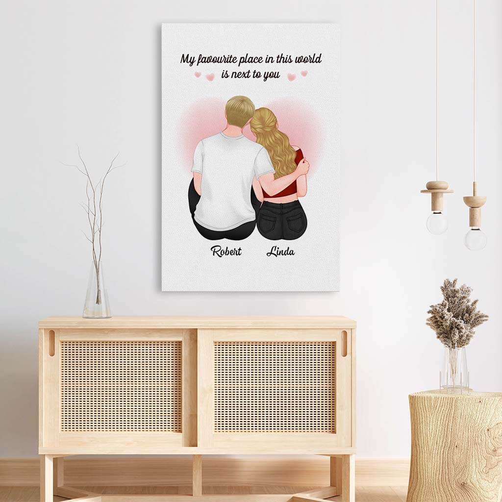 3708CUK3 my favorite place in this world is next to you custom couple canvas print