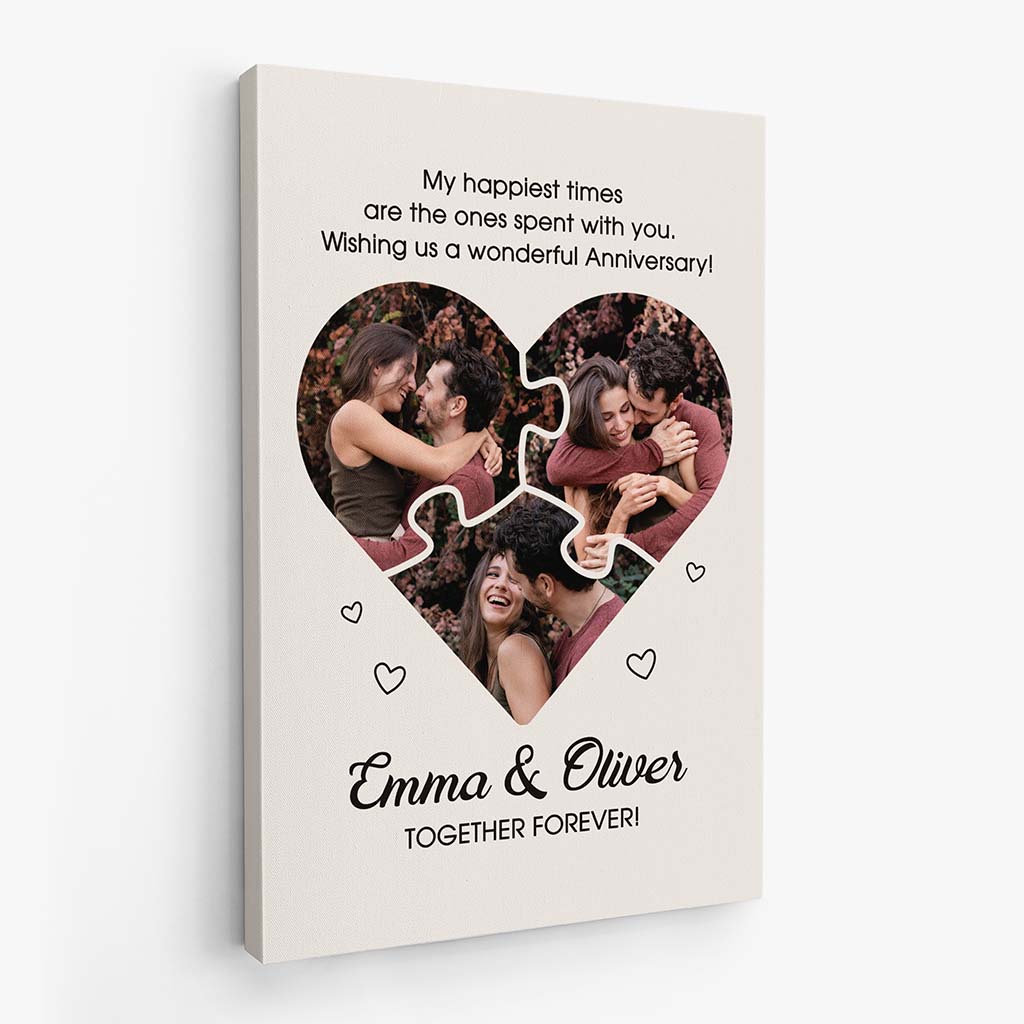 3709CUK2 my happiest times are the ones spent with you photo canvas personalised anniversary gifts for couple