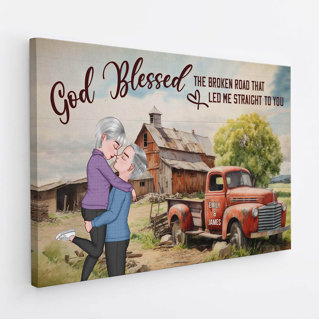 3730CUK2 god blessed the broken road that led me straight to you romantic personalised canvas for couple