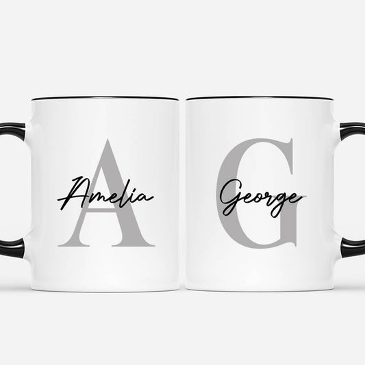 3732MUK1 initial name matching mug for couple personalised couple gifts