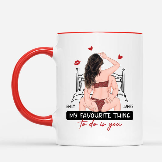 3733MUK2 my favourite thing to do is you personalised funny mug for couple