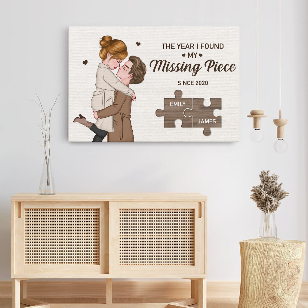 3740CUK3 the year i found my missing piece personalised couple canvas