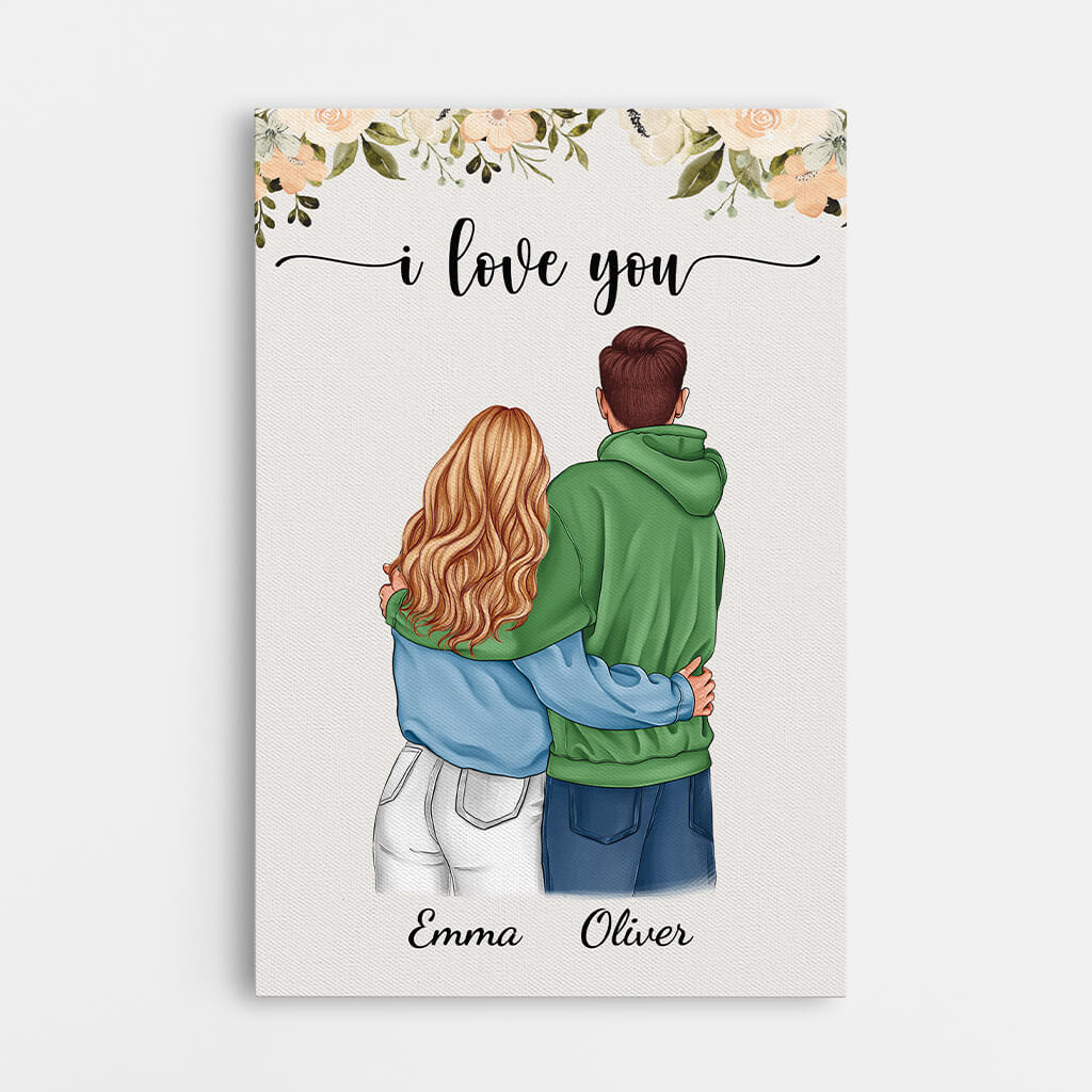 3744CUK1 i love you romantic personalised canvas print for couples
