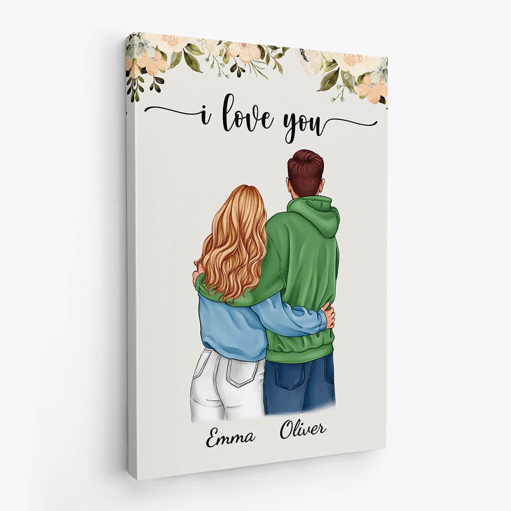 3744CUK2 i love you romantic personalised canvas print for couples