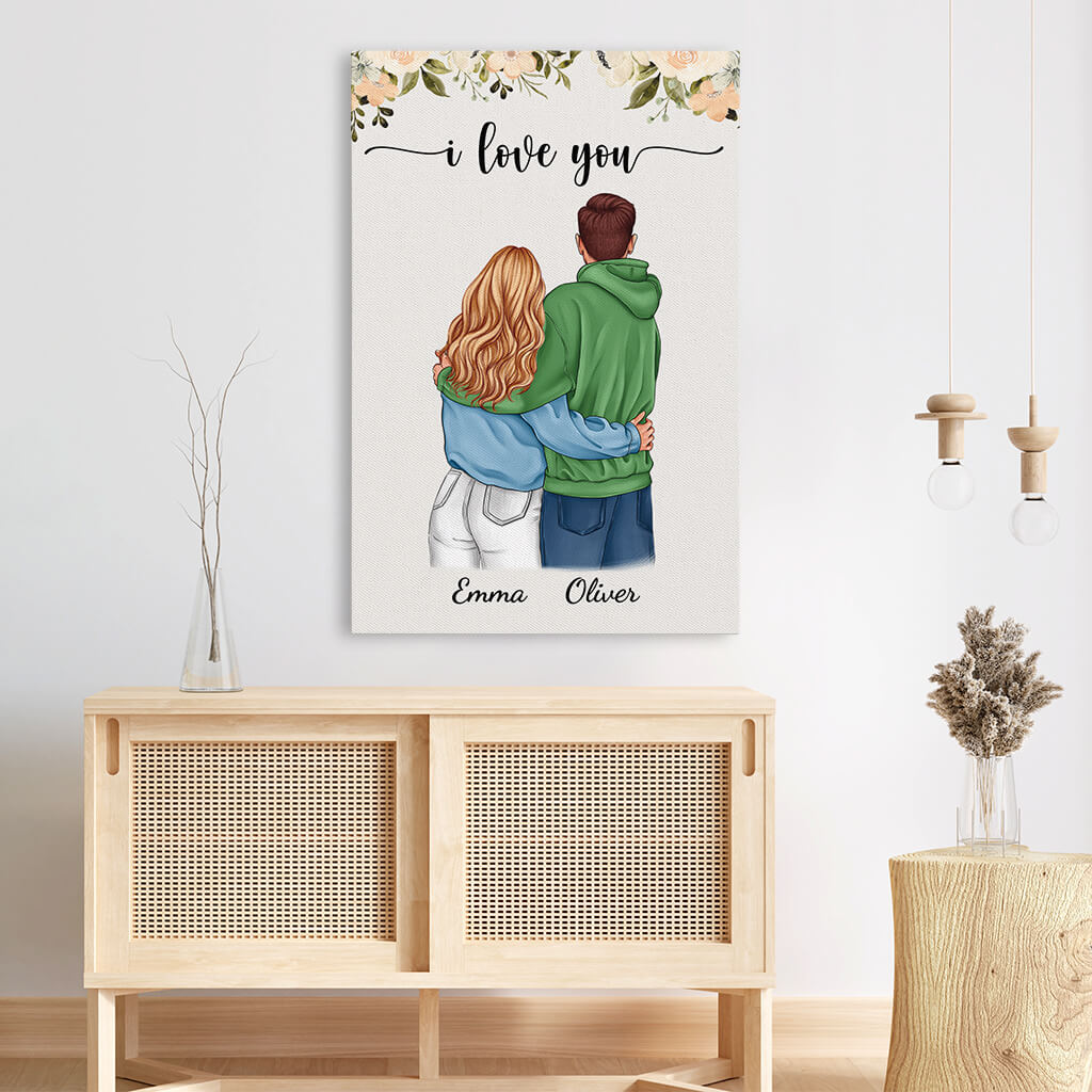 3744CUK3 i love you romantic personalised canvas print for couples