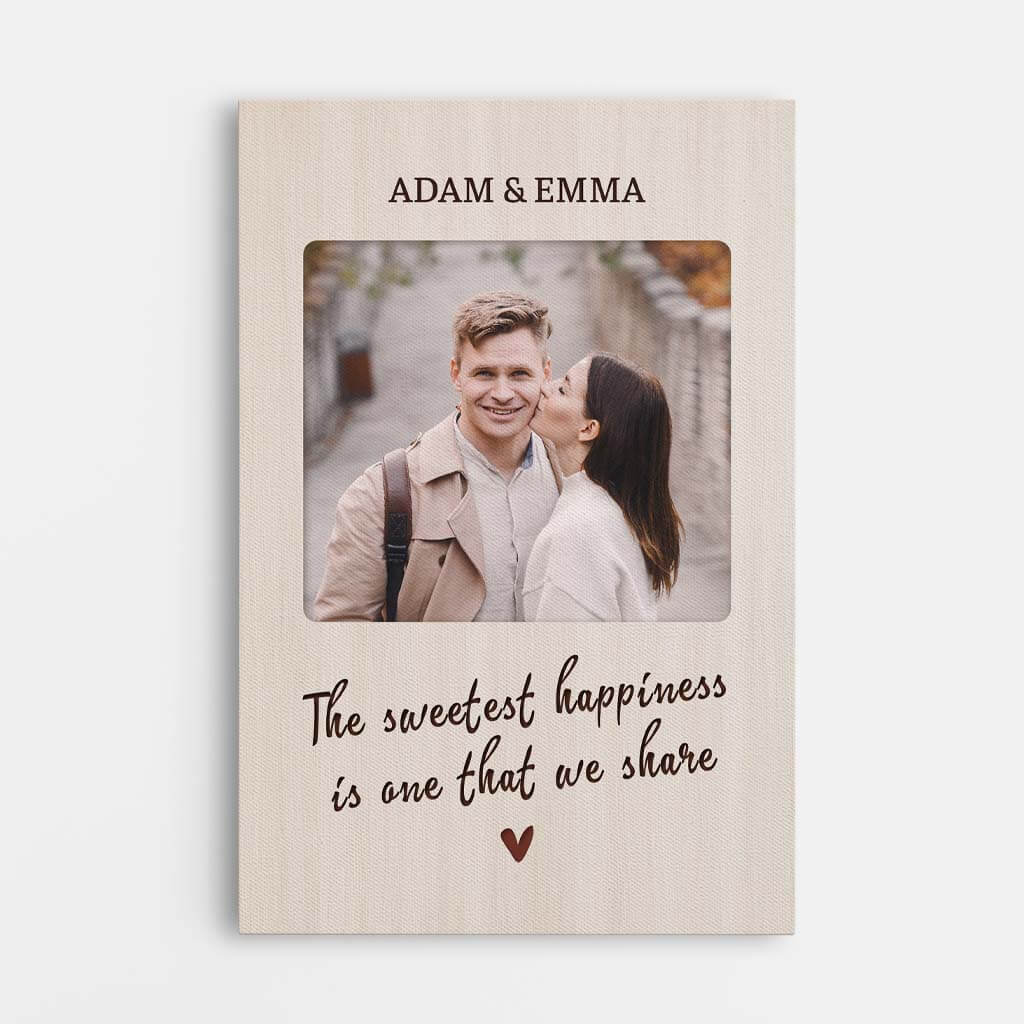 3745CUK1 the sweetest happiness is the one that we share personalised photo canvas for couple_Mockup_1