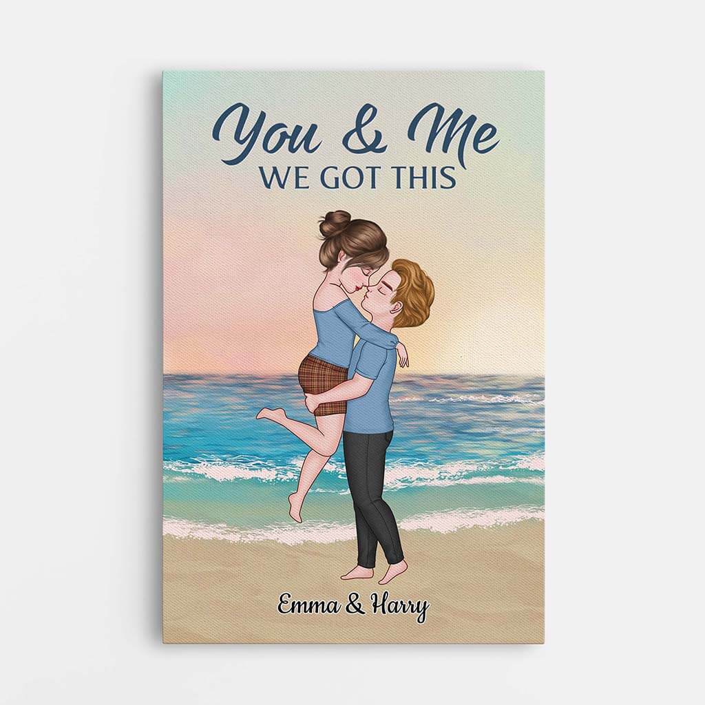 3747CUK1 you me we got this beach background canvas personalised gifts for couple