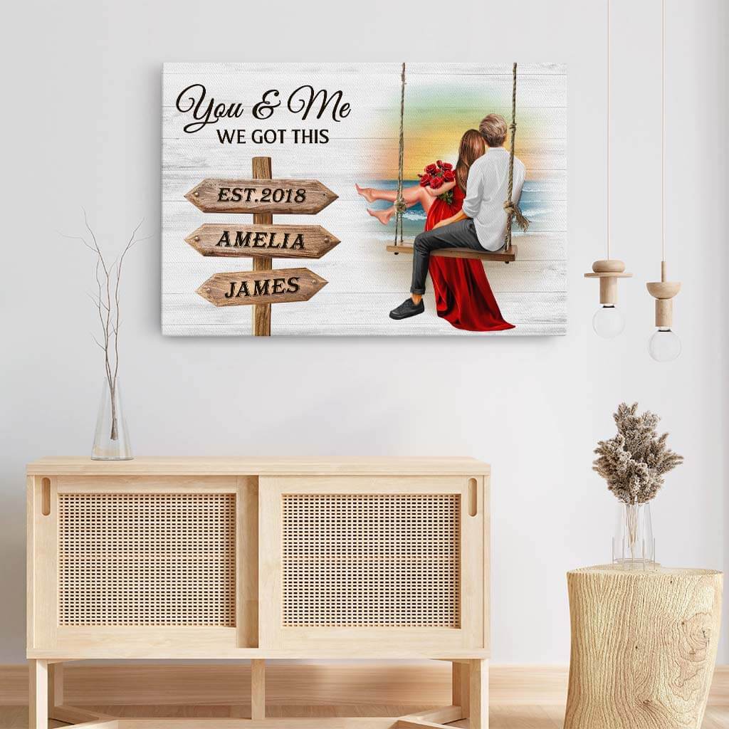 3748CUK1 you me we got this wooden street sign canvas print personalised anniversary gifts for couple_Mockup_3