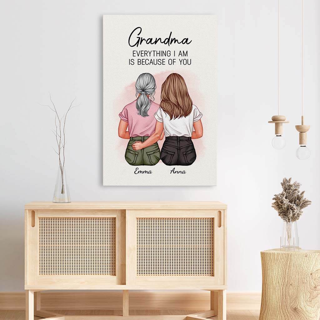 3757CUK3 everything i am is because of you personalised canvas