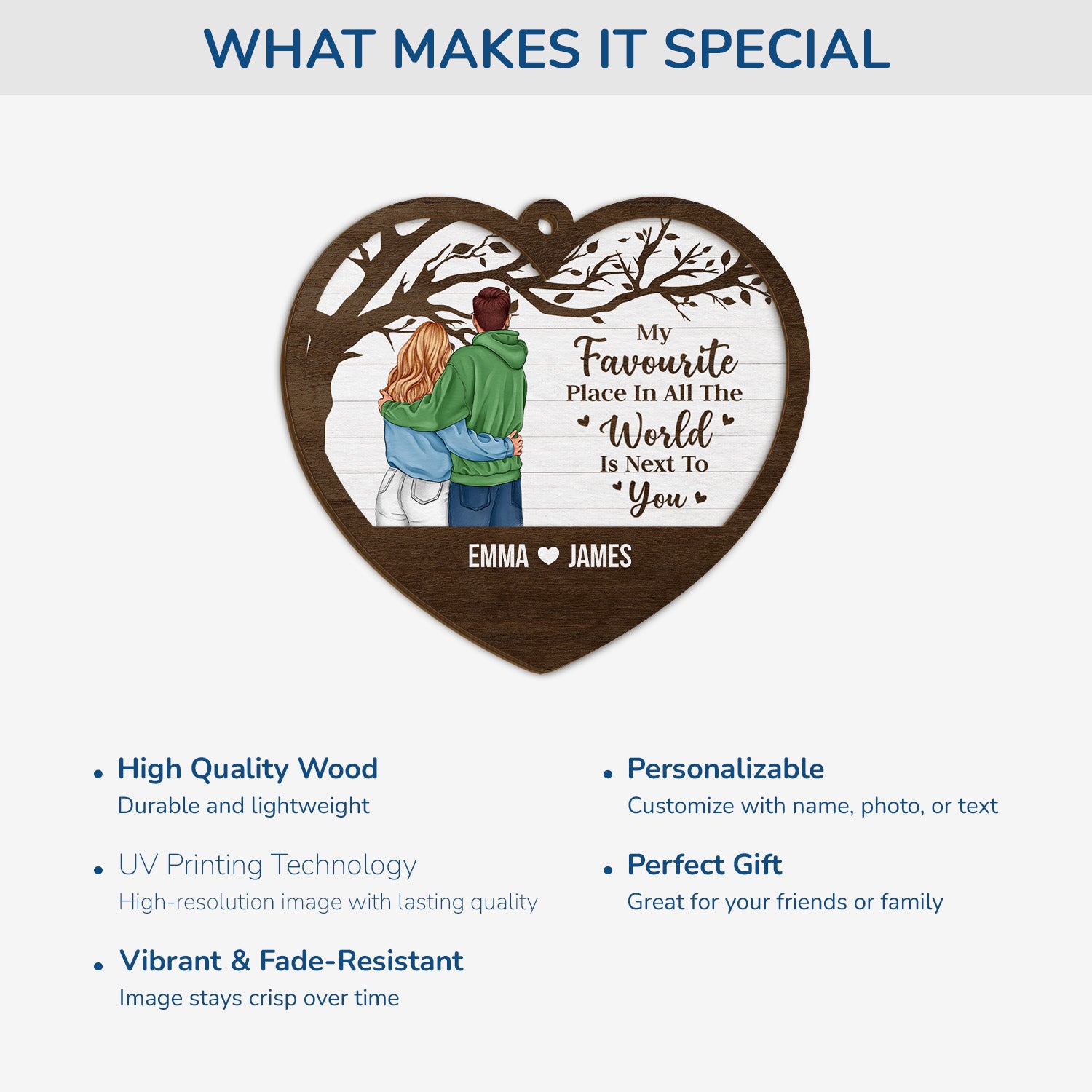 3766OUK4 personalized 2 layers wood ornament for couple my favorite place 3766OKL0G