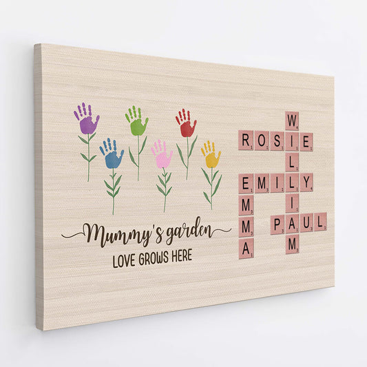 3778CUK2 grandmas garden love grow here crossword canvas print customised gift for grandma 3778CTE5A