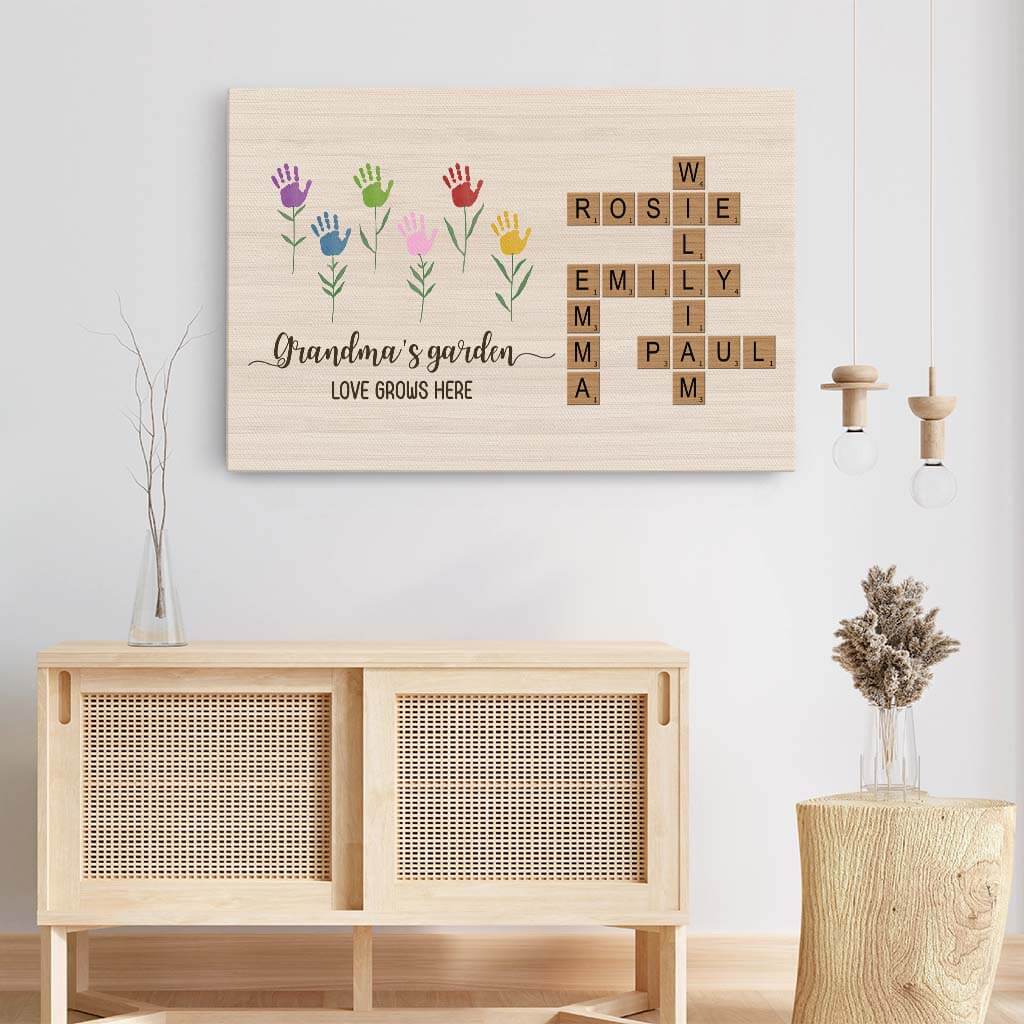 3778CUK3 grandmas garden love grow here crossword canvas print customised gift for grandma 3778CTE5A