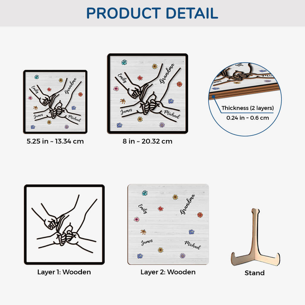 3784QUS3 holding grandmas moms hand flowers wooden plaque  personalized gifts for grandma mom 3784Q3E8B