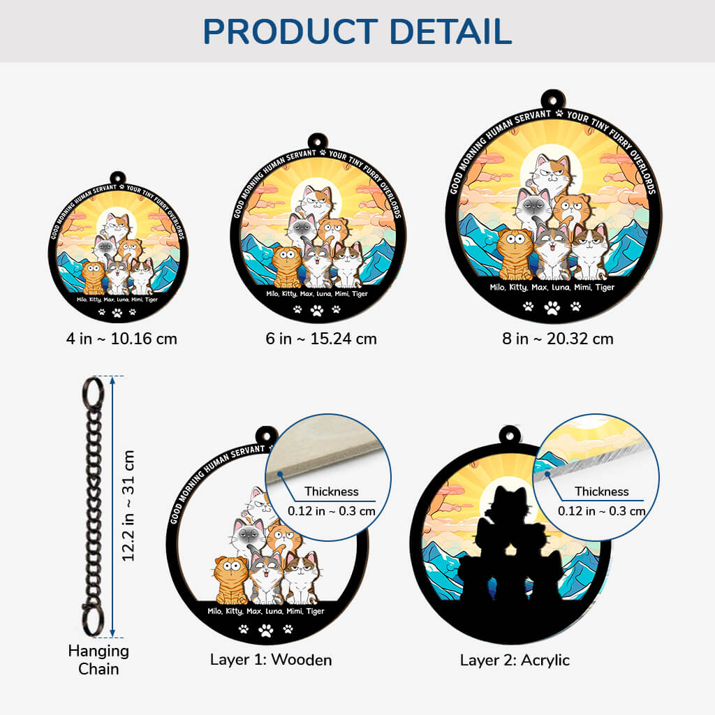 3788UUS3 good morning human servant personalized window hanging suncatcher ornament for cat lovers 3788U6I5D