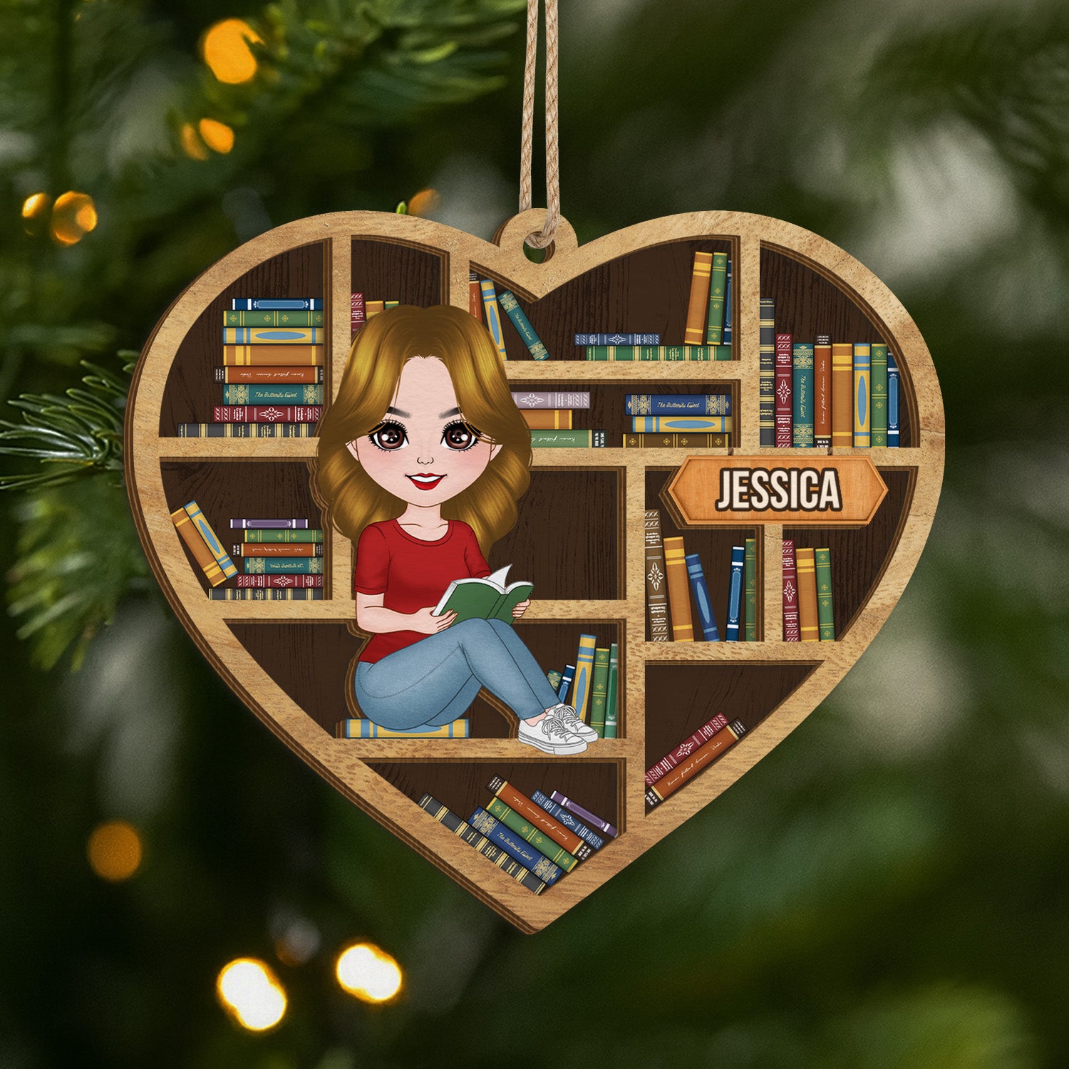 3794OUS1 personalized 2 layered wooden ornament gifts for book lovers 3794OKL0A