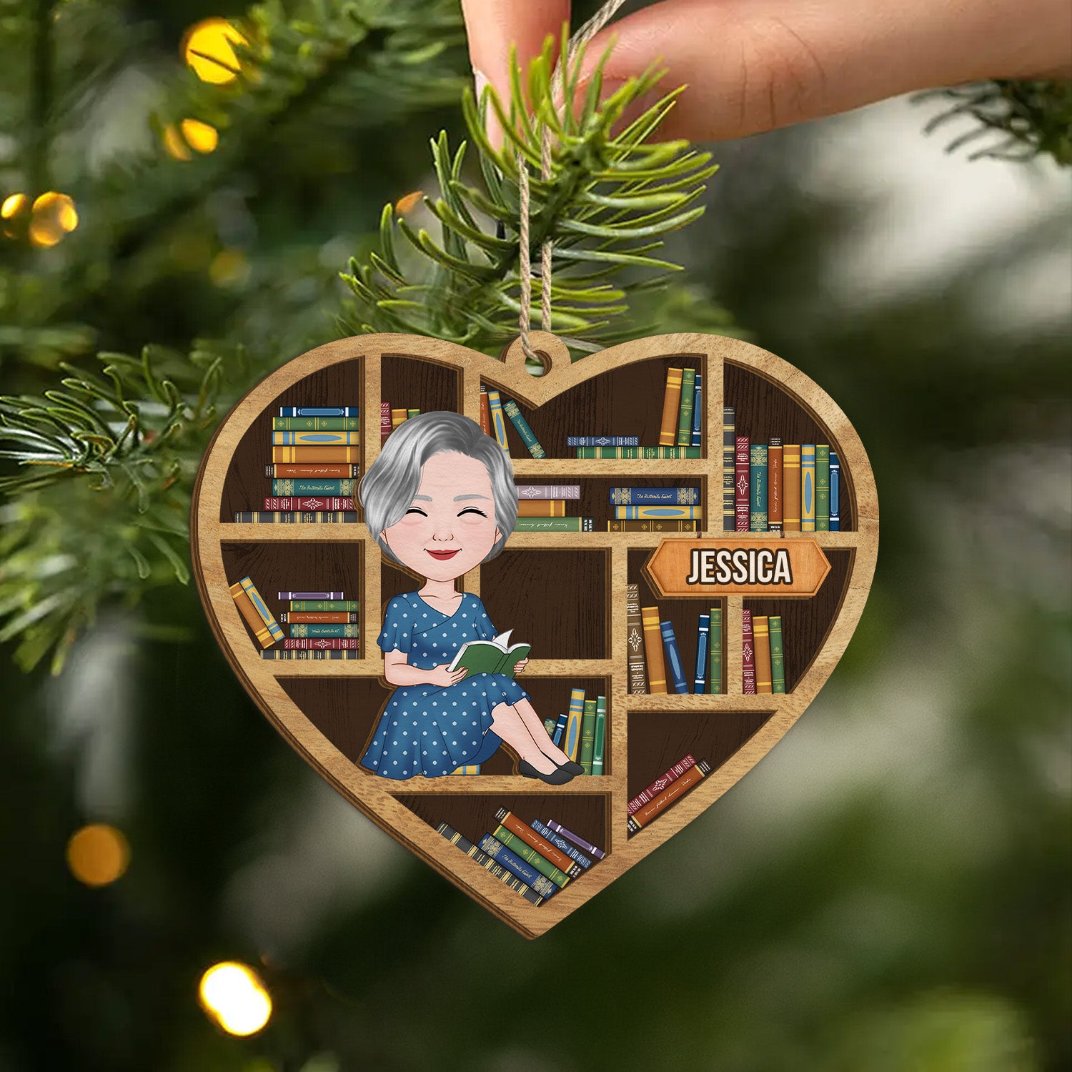 3794OUS2 personalized 2 layered wooden ornament gifts for book lovers 3794OKL0A