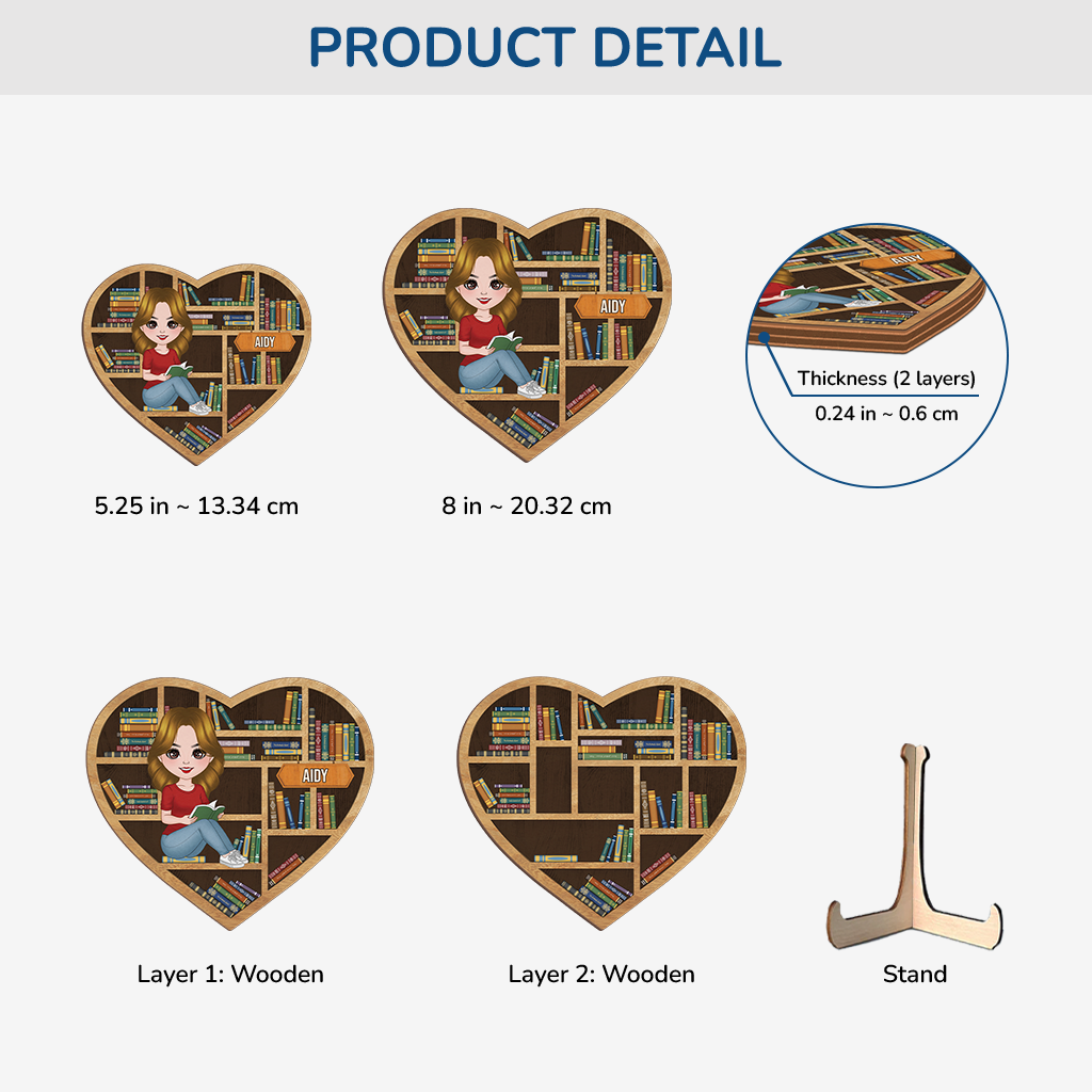 3794QUS3 a girl who loves reading bookshelf wooden plaque  personalized gifts for book lovers 3794Q5L8A