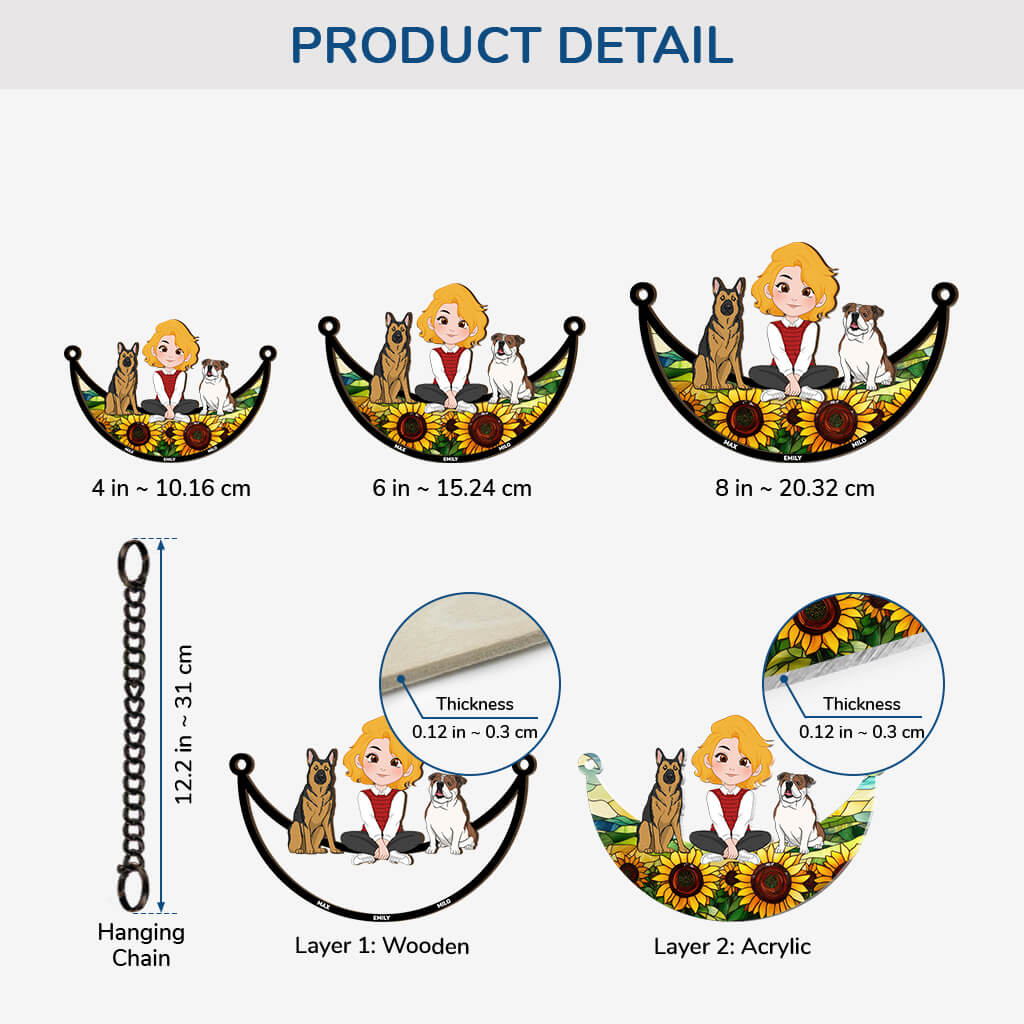 3795UUS3 girl and dog sitting on the moon personalized window hanging suncatcher ornament gifts for dog lovers 3795U5H0C