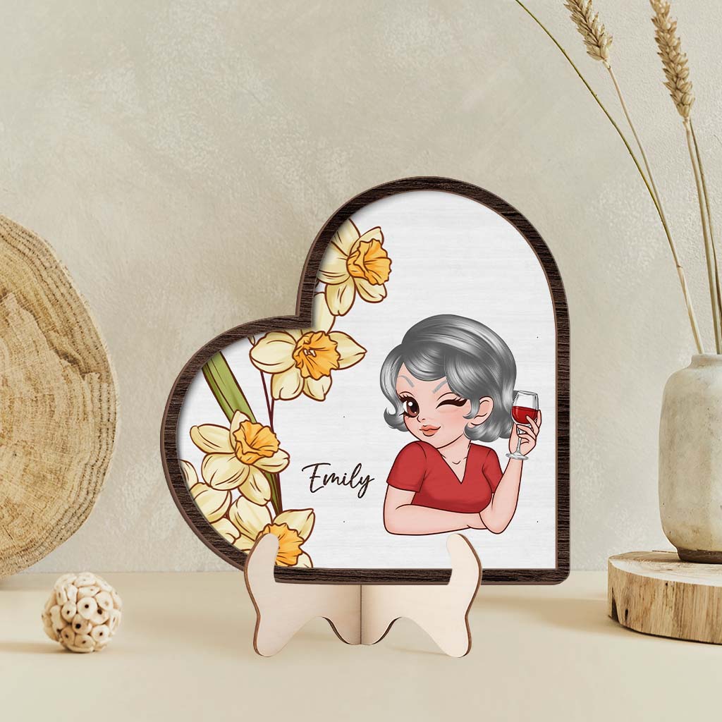 3798QUS2 girl flower wooden plaque personalized gifts for female 3798Q5L7A
