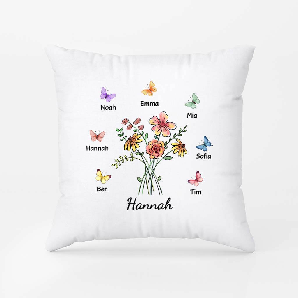3801PUK1 flower grandma with butterfly grandkids pillow personalized grandma presents 3801P8L7A