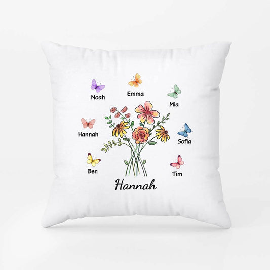 3801PUK1 flower grandma with butterfly grandkids pillow personalized grandma presents 3801P8L7A
