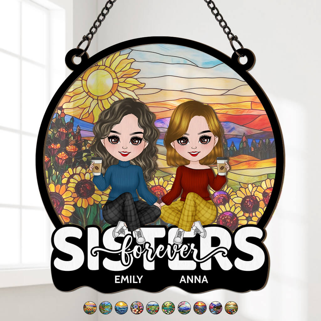 3809UUS1 sisters forever personalized window hanging suncatcher ornament personalized gifts for friends and sisters 3809U3I0E_805aeb36 29f6 4bf6 9bb9 e8753c553ce5