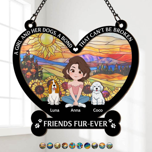 3811UUS1 a girl and her dogs a bond that cant be broken personalized window hanging suncatcher ornament best gifts for dog lovers_ 3811U3E8C